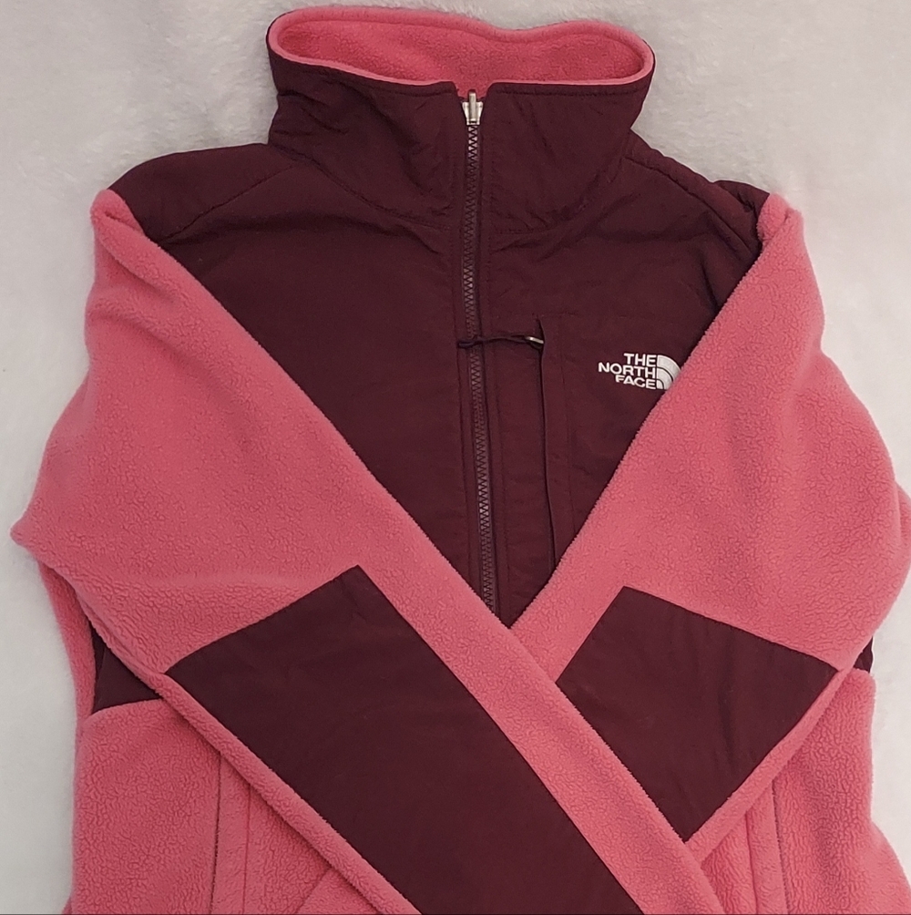 The North Face Fleece Jacket Womens Medium Denali Full Zip Pockets Pink Polartec